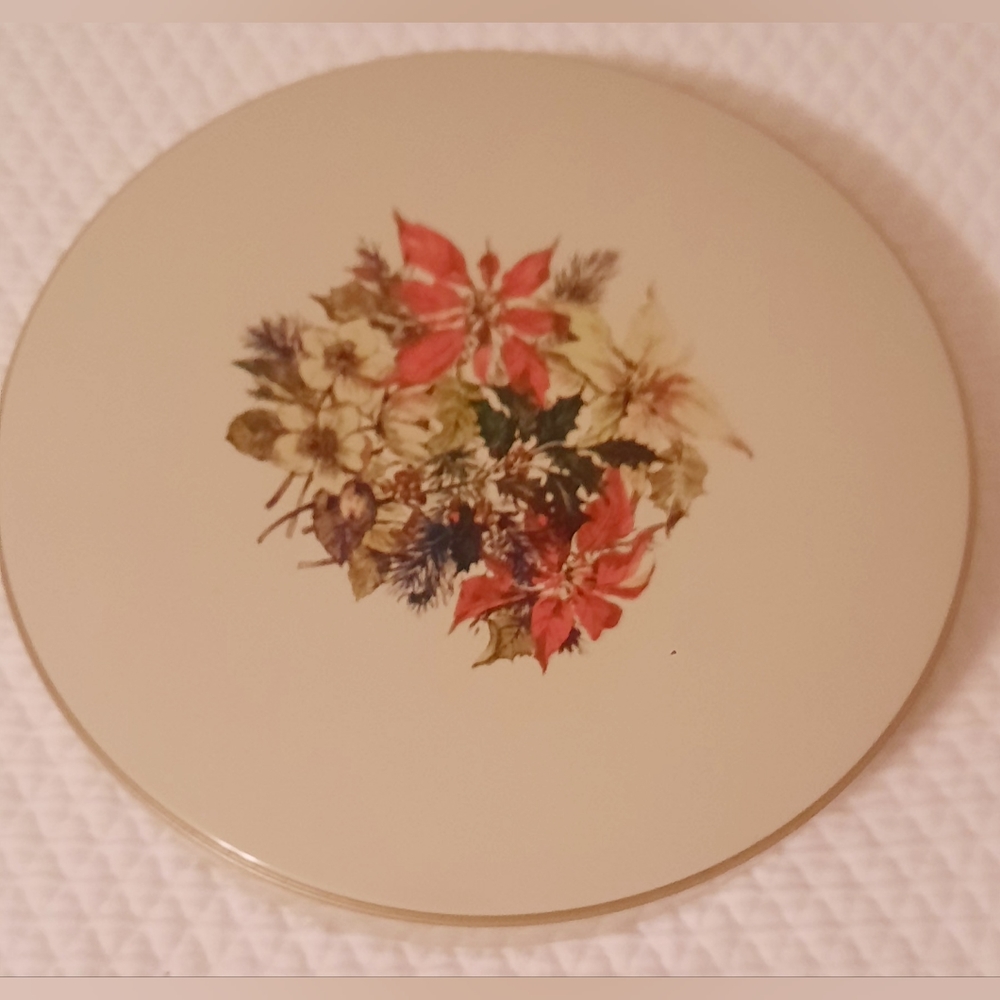 Vintage otagiri poinsettia laquerware divided dish container